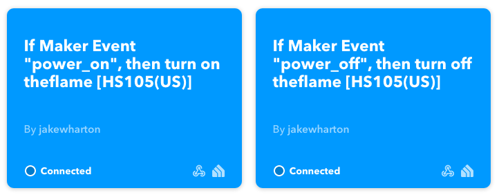 IFTTT Applets for powering on and off the plug